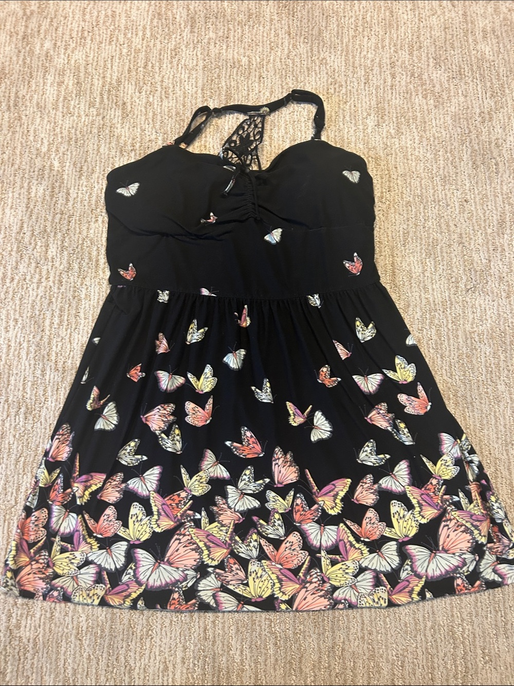 No Boundaries Black Butterfly Print Summer Dress